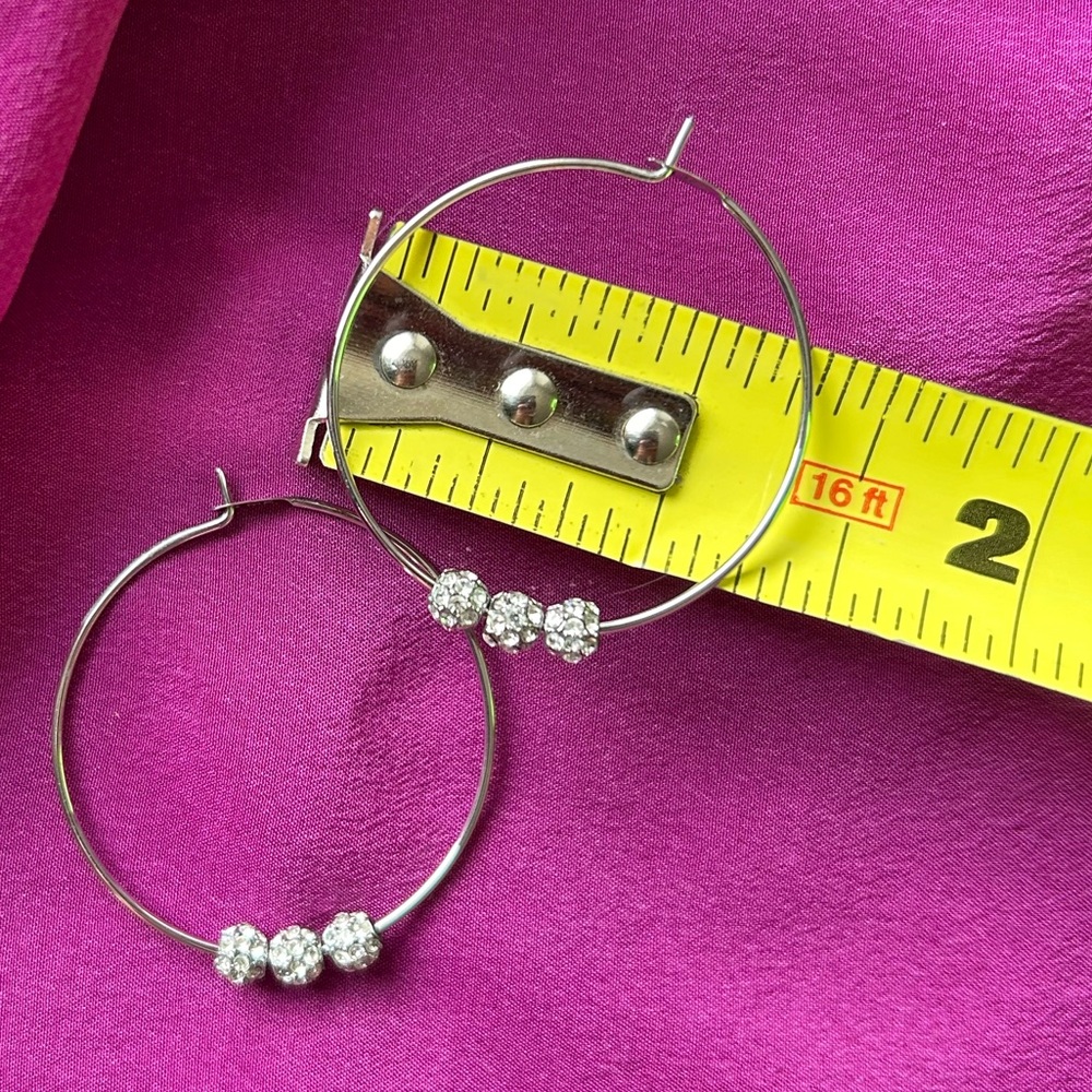 Michael Kors Hoop Earrings with Pave Crystal Balls - Picture 6 of 6